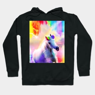 Rainbow Horse Wearing Love Heart Glasses Hoodie